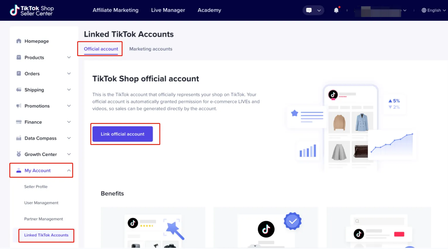 將 TikTok Shop 連接到您的個人帳戶